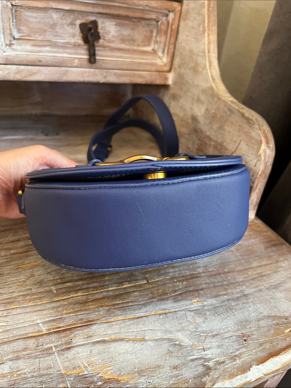 💙 Boden Iris Leather Mini Satchel Blue Crossbody Shoulder Bag - Picture 5 of 11